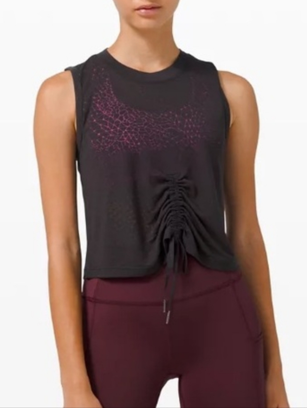 Lululemon Cinch Me Up Front Tank Black Small